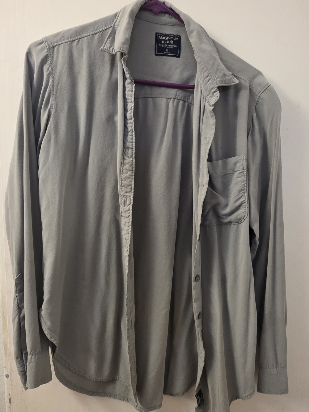 Abercrombie & Fitch Men's Light Gray Button-Up Shirt Jacket